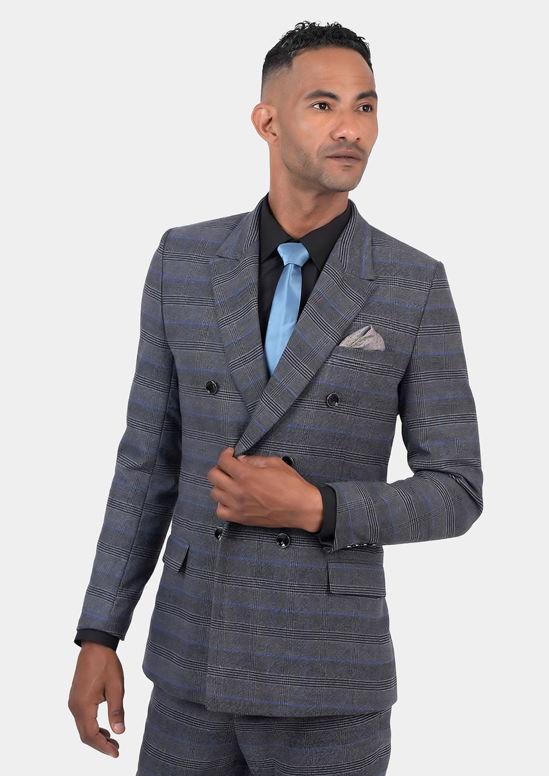 Rockafeller Dark Grey Prince of Wales Suit - SARTORO