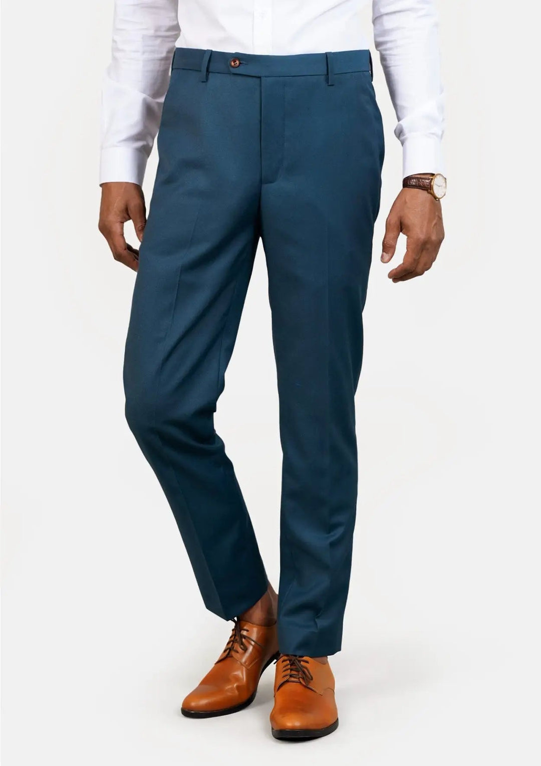 Prussian Teal Twill Pants - SARTORO