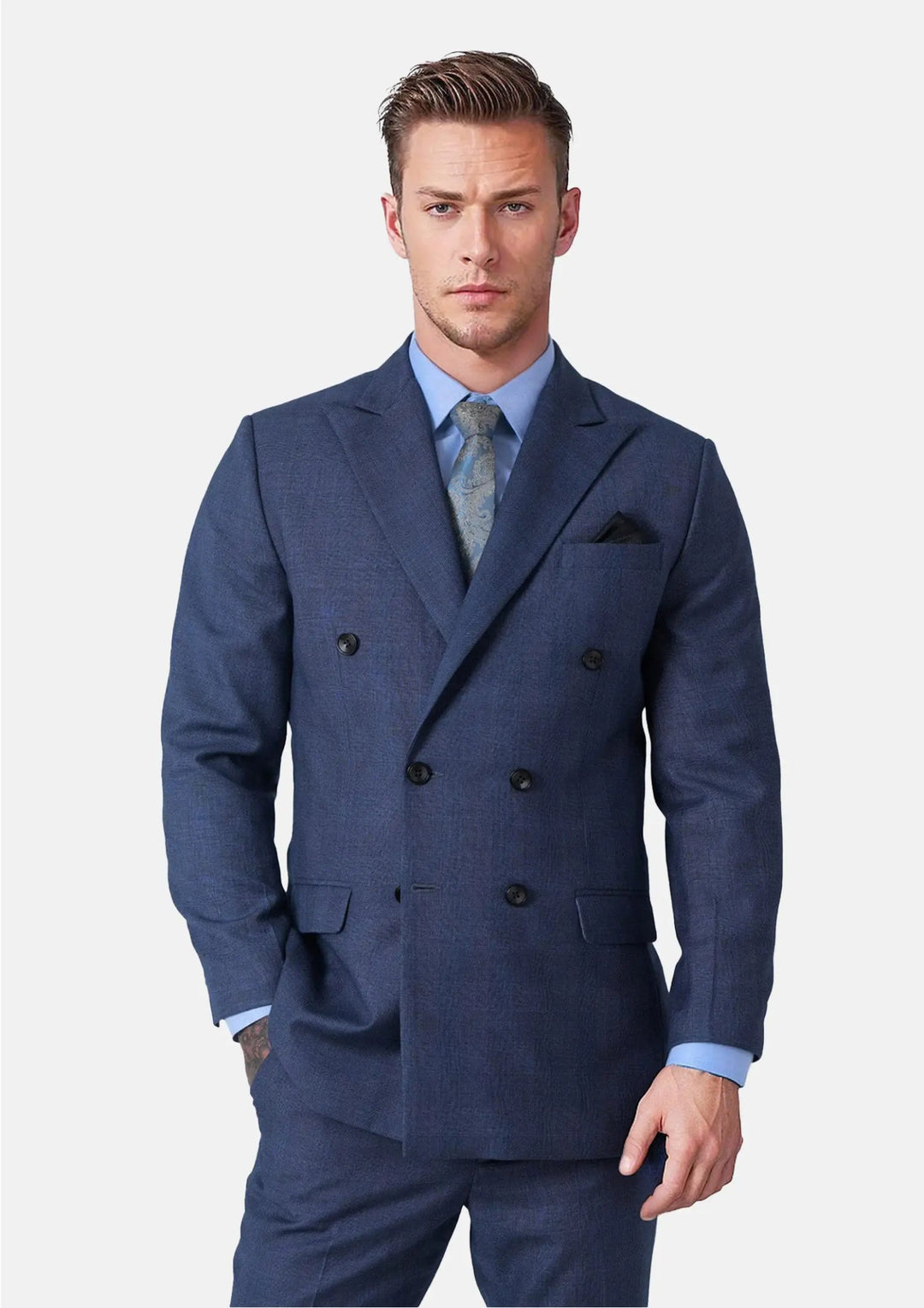 Waverly Midnight Blue Prince of Wales Suit - SARTORO