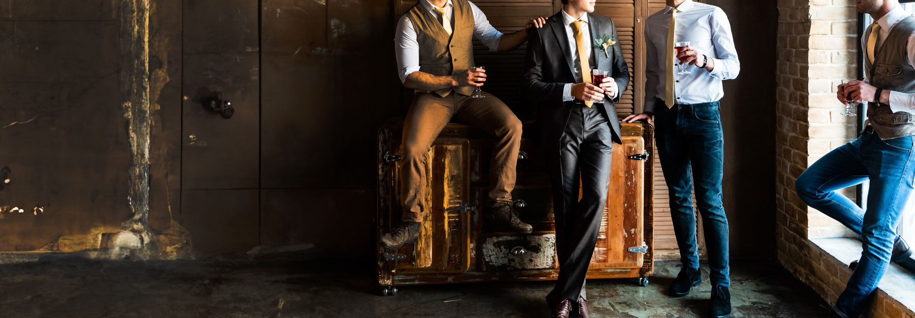 four gentlemen standing around in nice suits