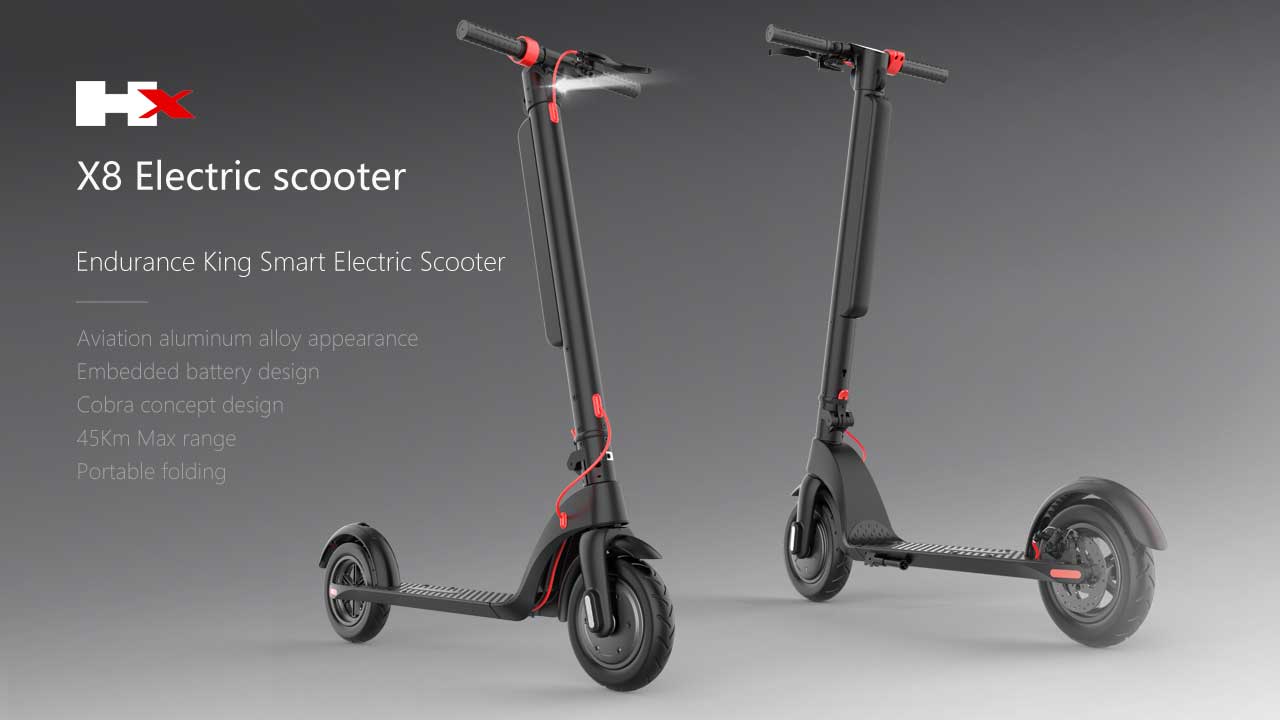 HX X8 350W 36V 10Ah 10 Inch Wheel Electric Kick Scooter 09