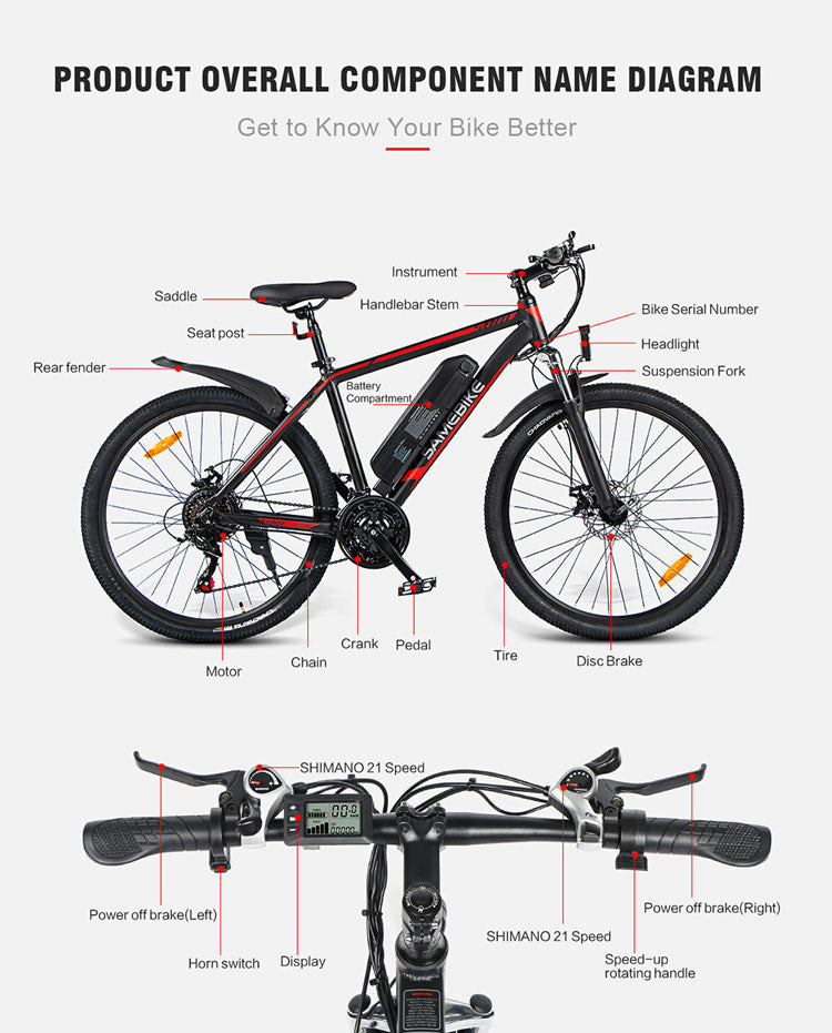 Samebike SY26 36V 350W 26Inch Electric Mountain Bike 11