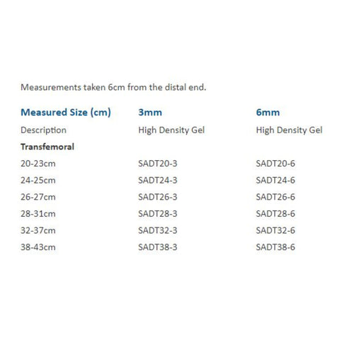 Sizing Chart - Above Knee Locking Liner