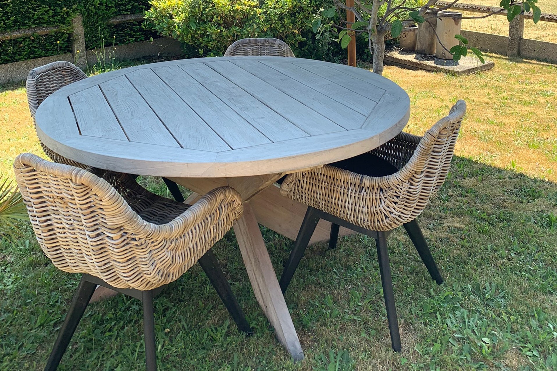 Ronde tuintafel in recyclage teak Maxiteak