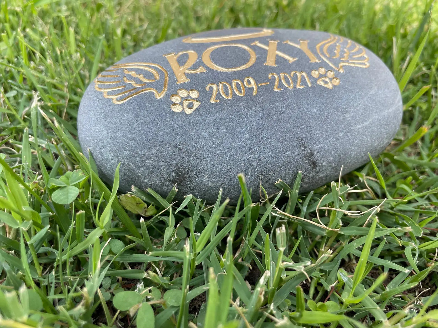 Grave Marker Custom Engraved Pet Memorial Stone Angel wings cat or dog loss Memorial Rock