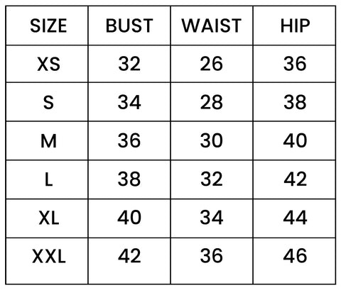 Size Chart - Statement Boutique