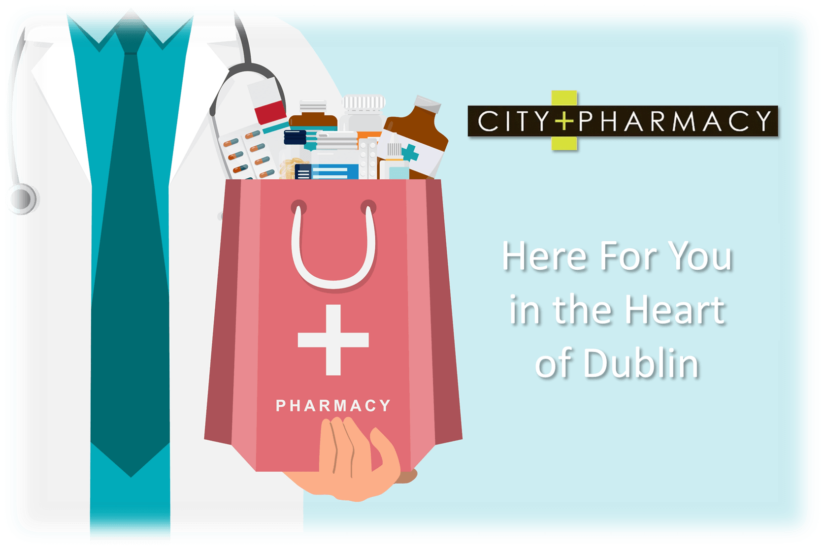 front of city pharmacy shop on about us page