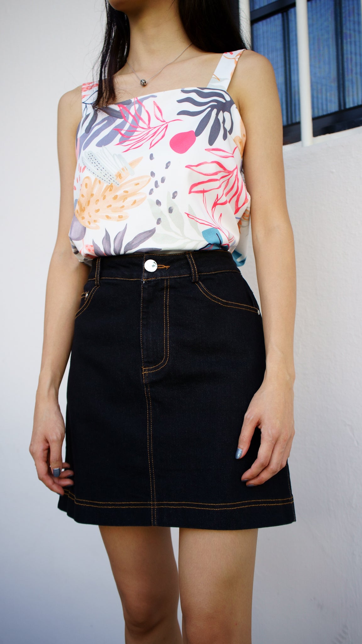 Alexis Pocket Detail Denim Skirt in Orange [ONLINE ONLY] - First