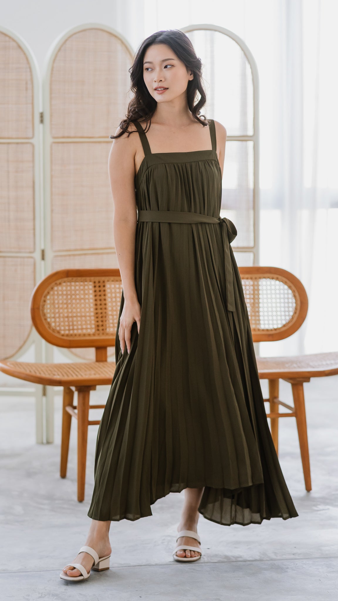 Wind In My Hair Pleated Dress in Black - First Stitch