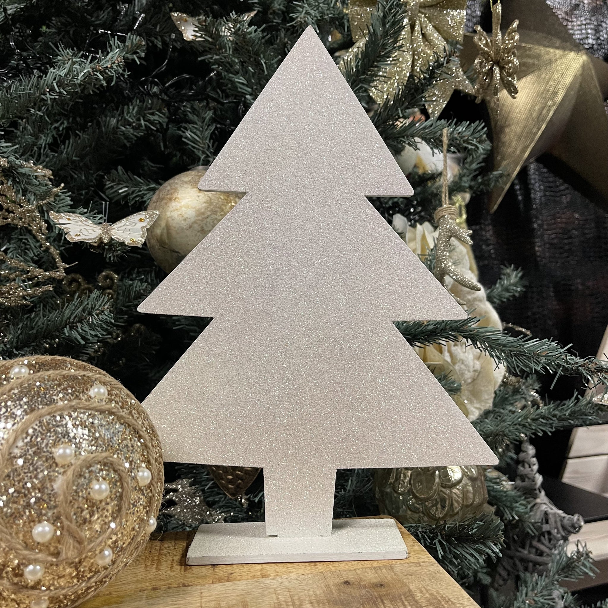 Pa Vergelijkbaar Dom KERSTDECORATIE KERSTBOOM HEMA HOUT WIT GLITTER | | BOOMERANG Items