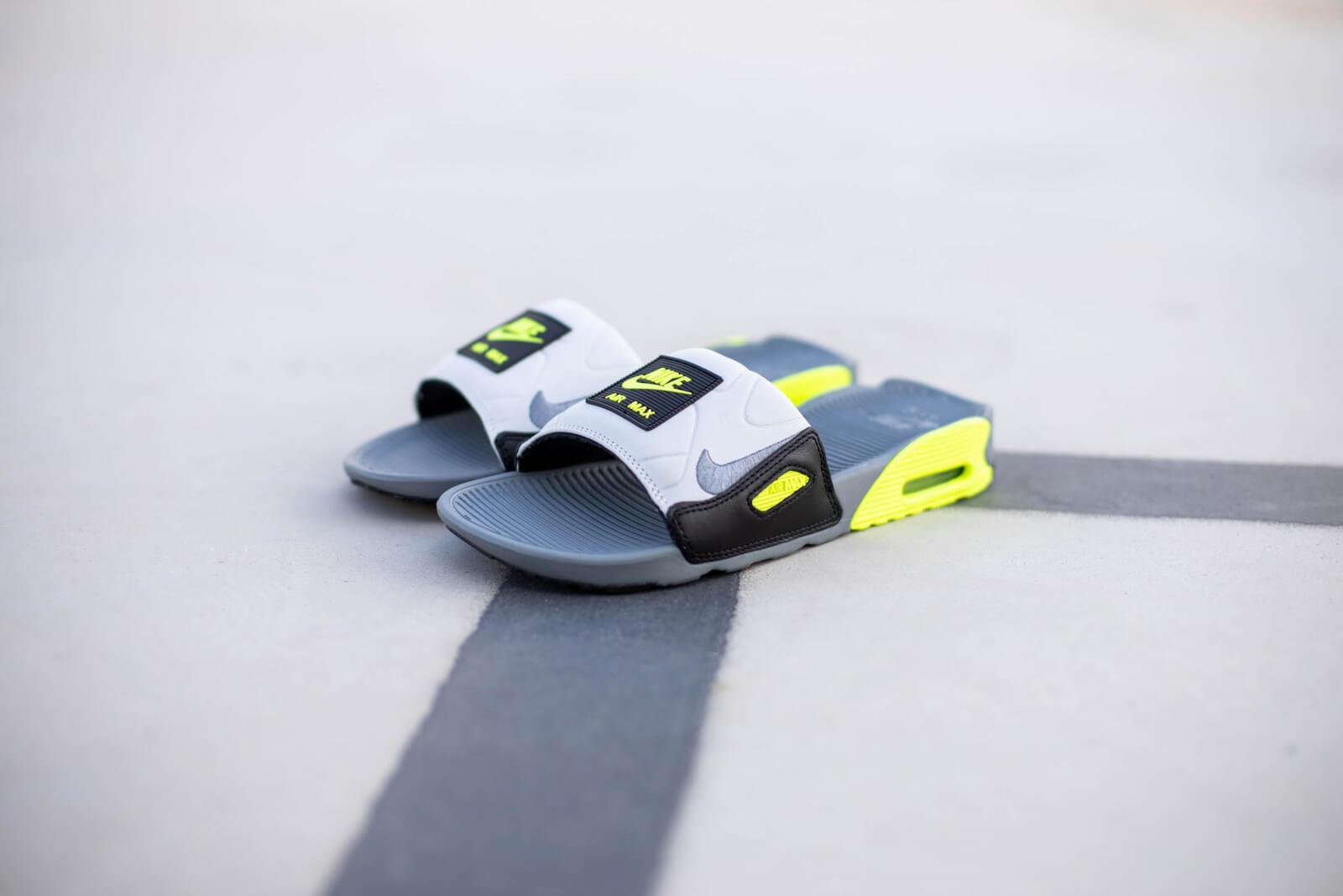 nike air max 90 slide smoke grey volt black