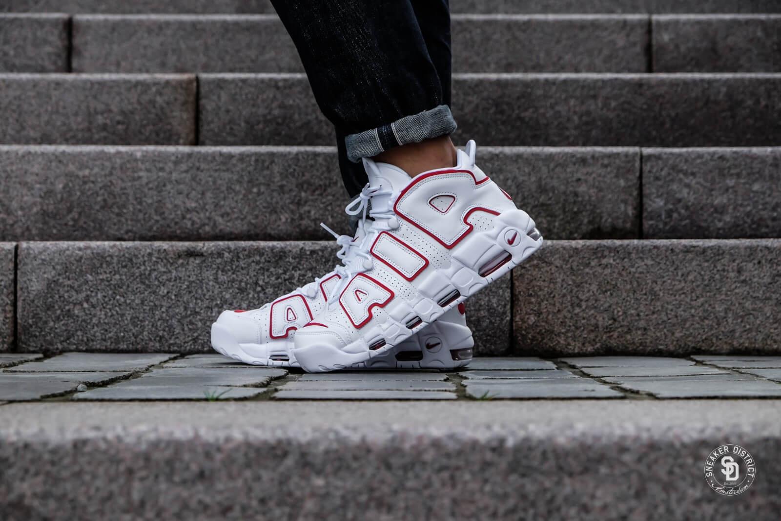 nike air more uptempo white varsity red outline