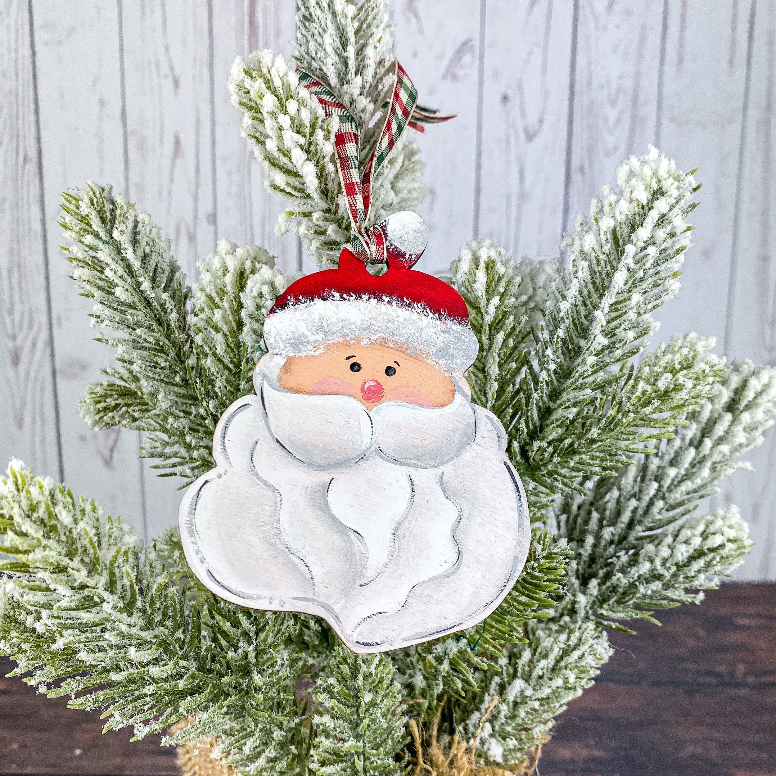  Santa ornament with pom pom hat 