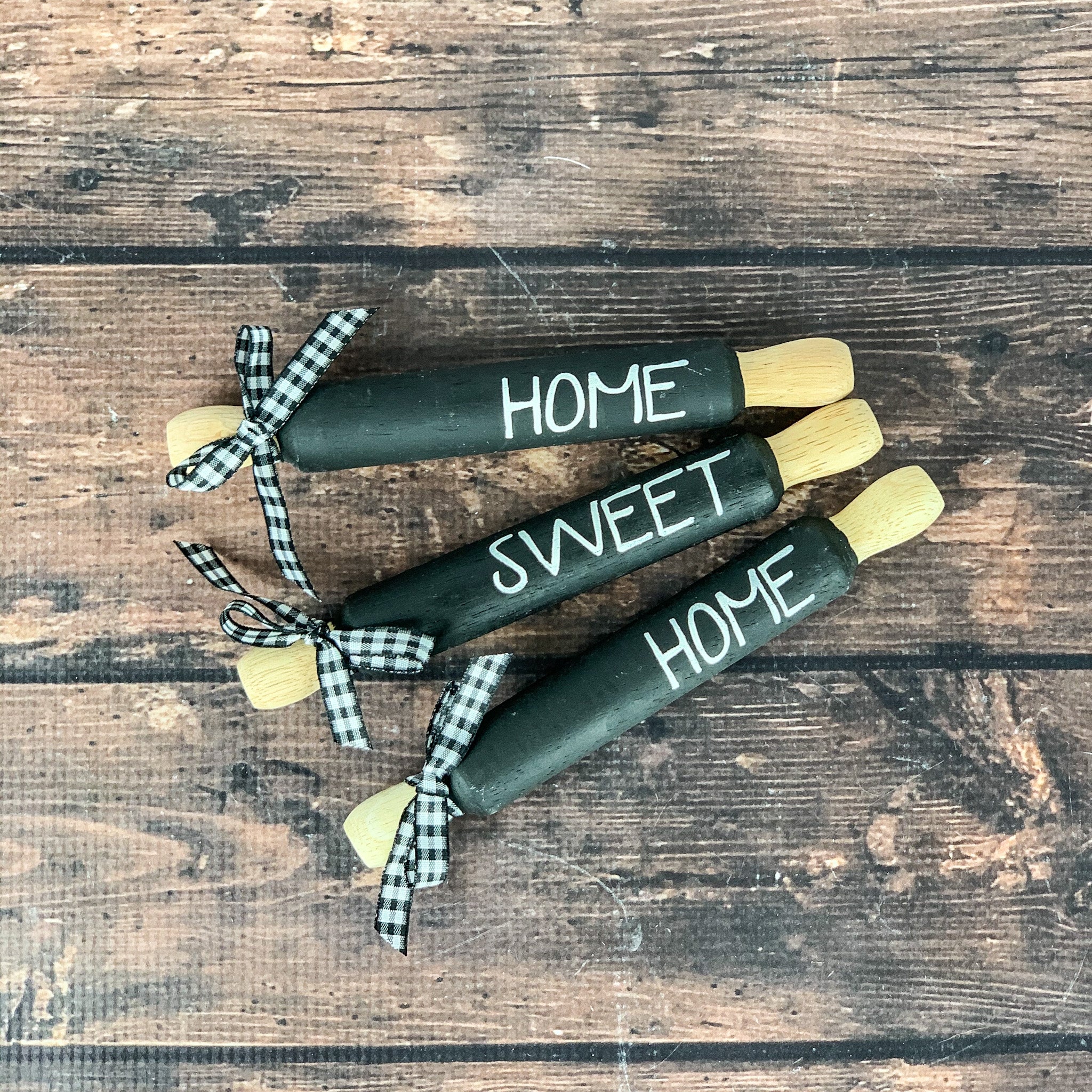  Black & White Farmhouse Rolling Pin Set 