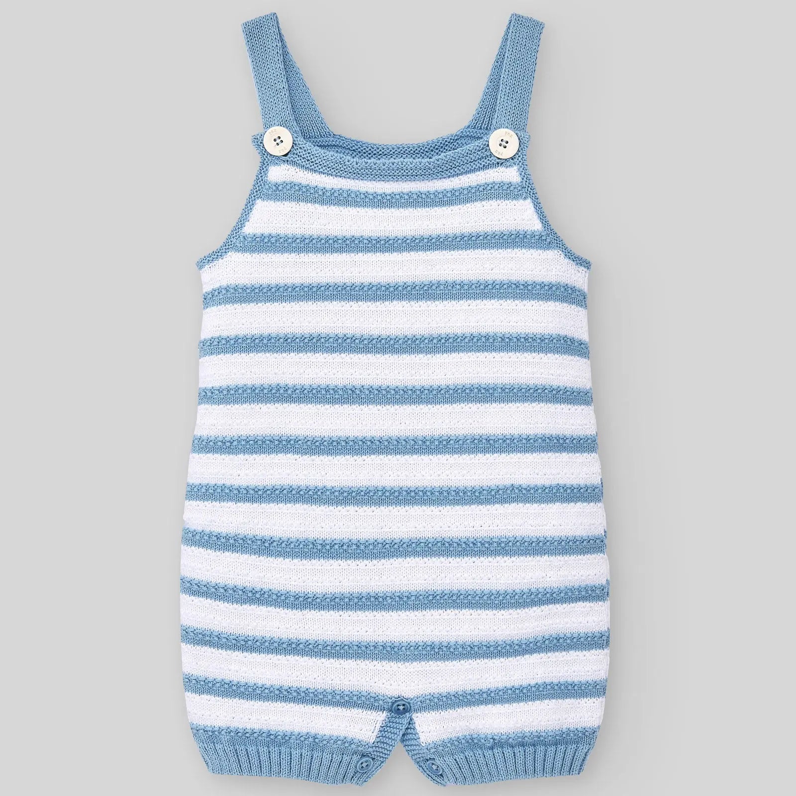 Blue Almonds Ltd Boy's Knitted Overall Set in Wite & Topaz Blue paz rodriguez