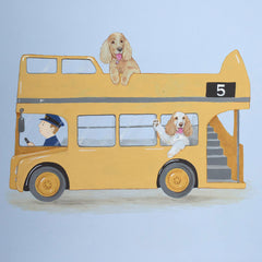 Dogs in bus painting