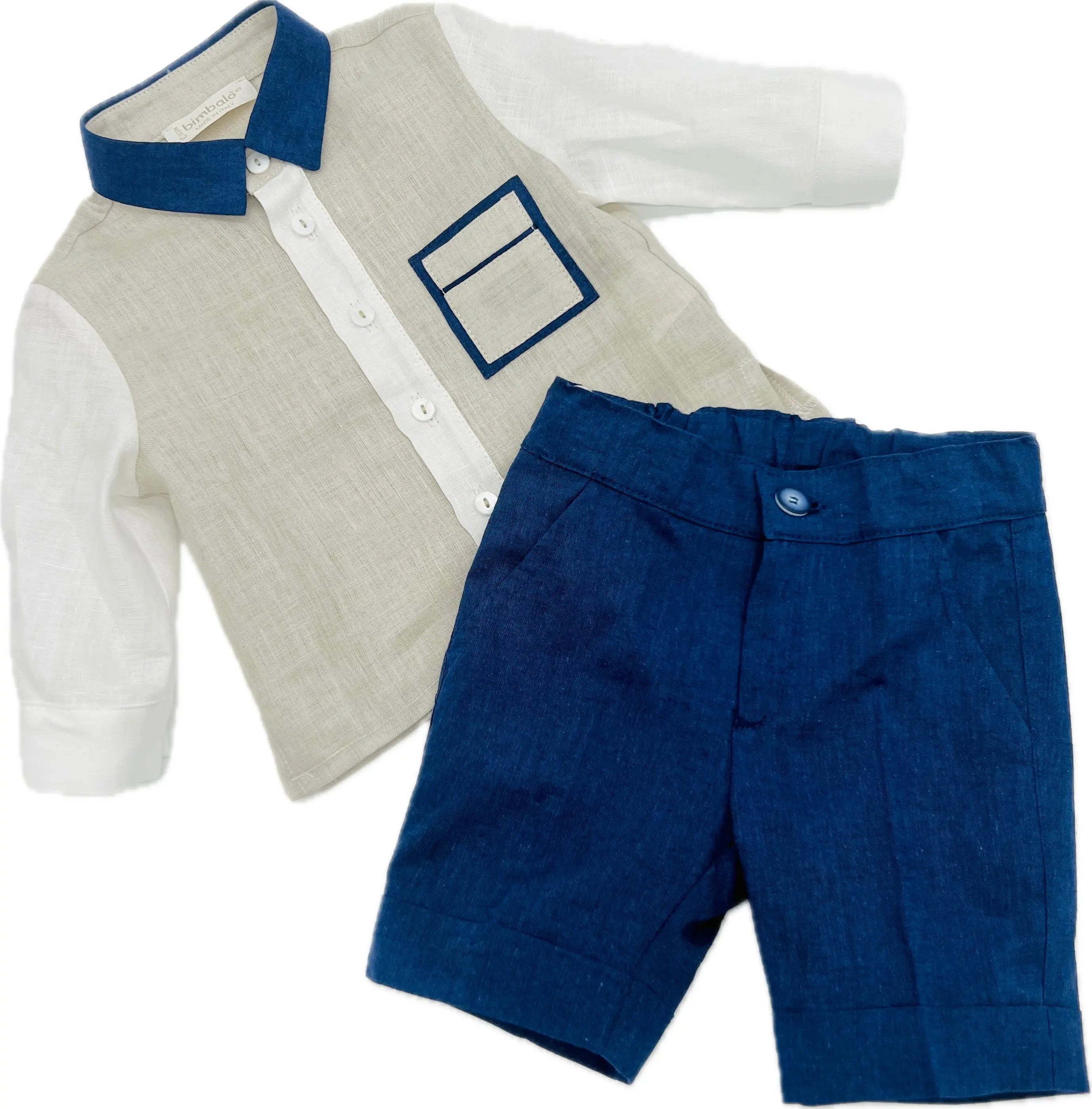 Blue Almonds Ltd 2 pieces linen set for boys Bimbalo