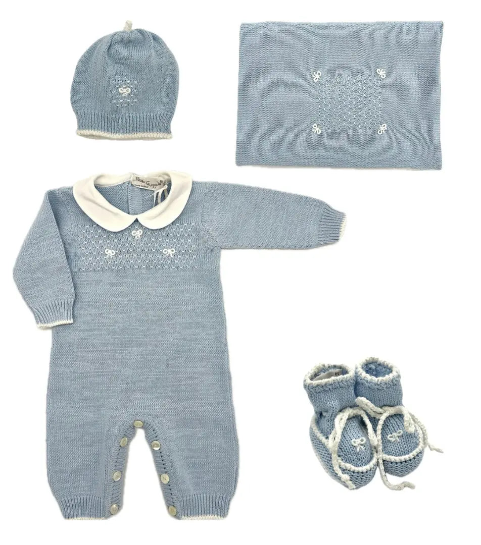 Blue Almonds Ltd Baby boys knitted layette gift 'Mio Caro' Piccola Giuggiola