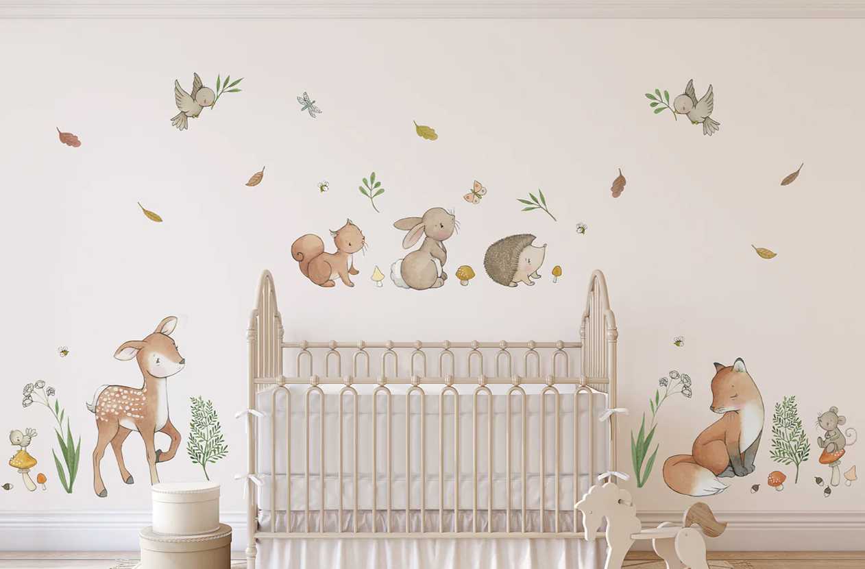 Blue Almonds Ltd Children's Woodland Forest Animals - Nursery Sticker Set Daisy & Bump