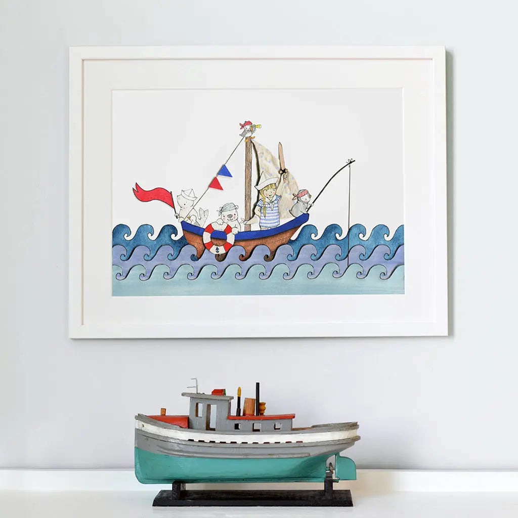 Picture "boat at sea"-Nursery art-Daisy & Bump-Blue Almonds-London-South Kensington