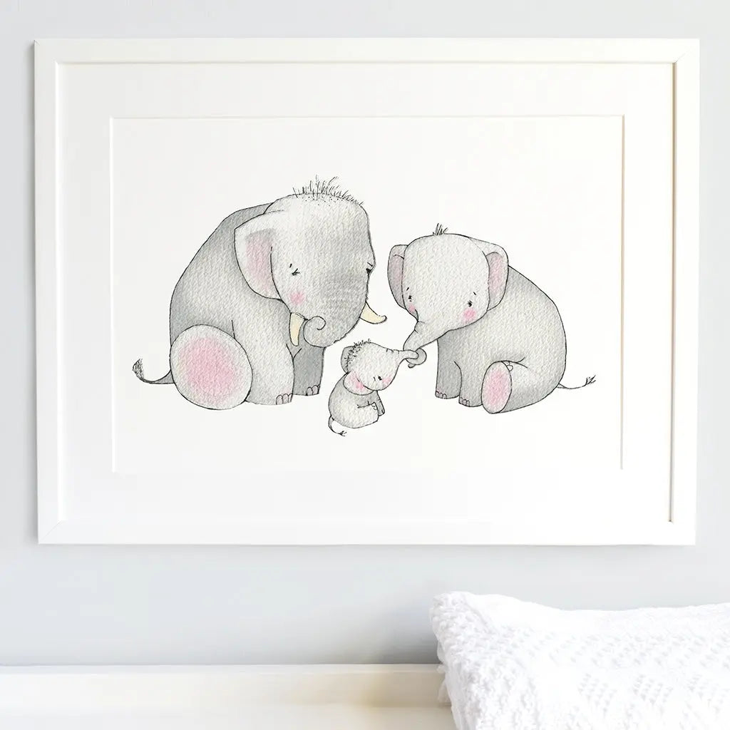 Picture "elephant family"-Nursery art-Daisy & Bump-Blue Almonds-London-South Kensington