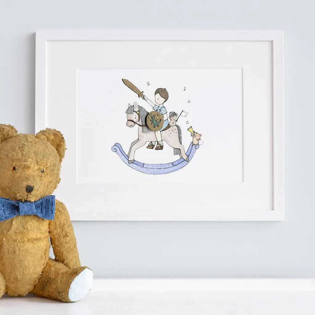 Picture "rocking horse prince"-Nursery art-Daisy & Bump-Blue Almonds-London-South Kensington