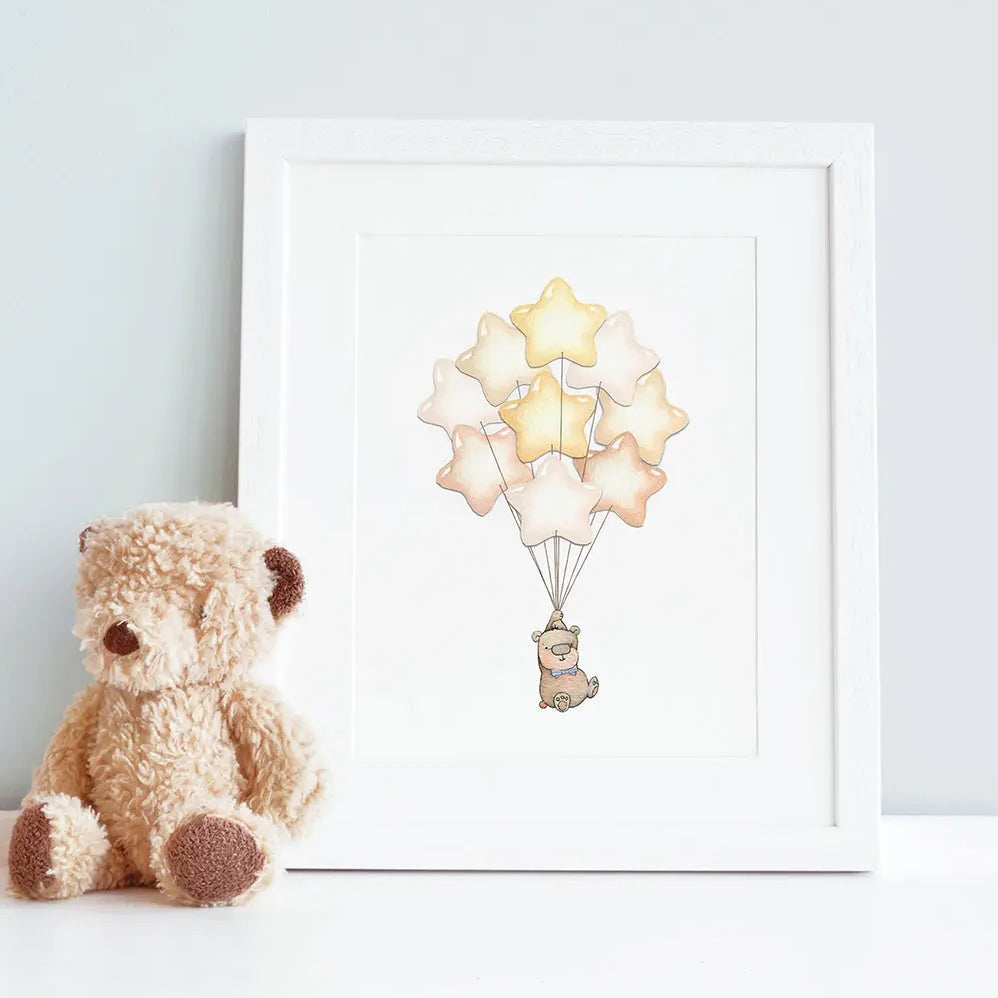 Picture "star balloon bunch"-Nursery art-Daisy & Bump-Blue Almonds-London-South Kensington