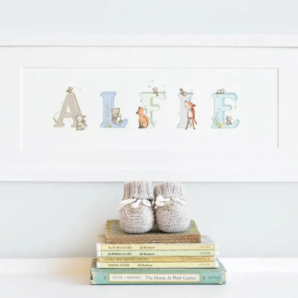 Picture "woodland name" blue-Nursery art-Daisy & Bump-Blue Almonds-London-South Kensington