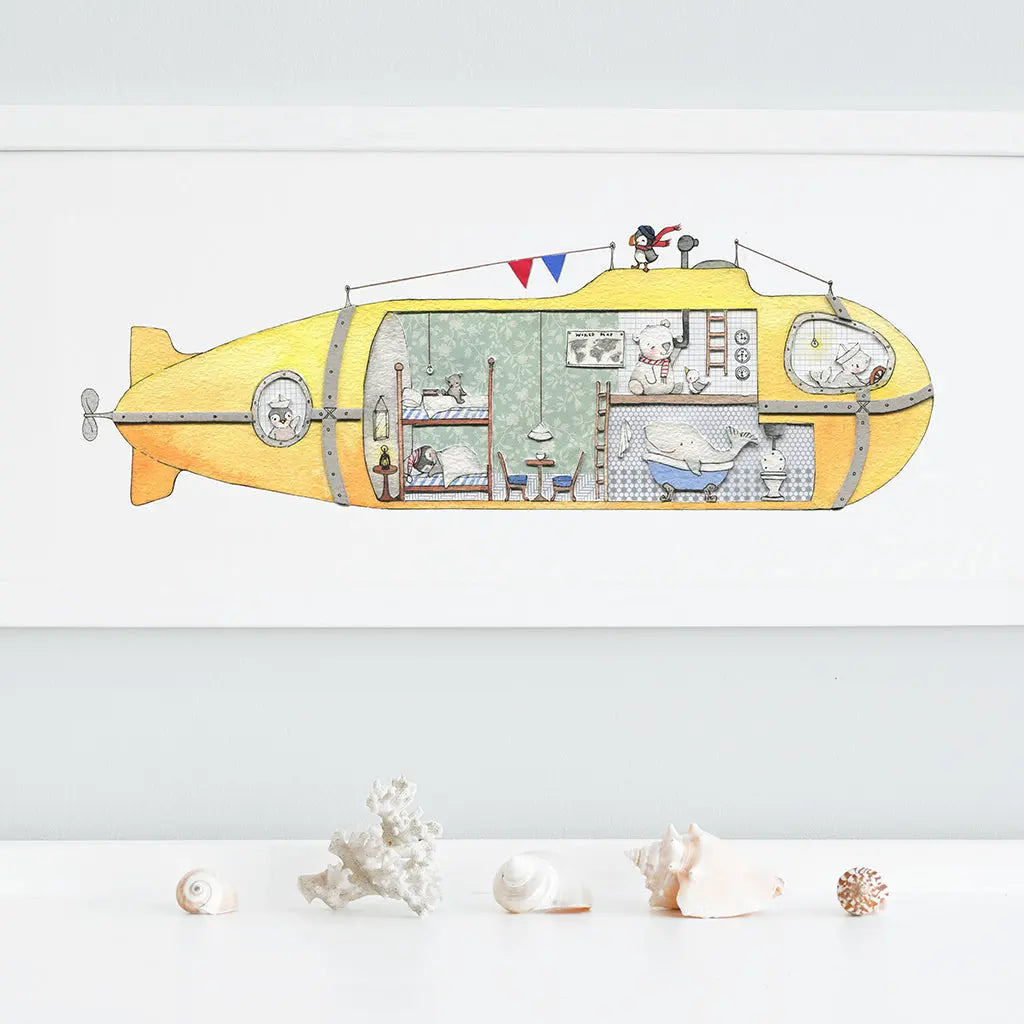 Picture "yellow submarine"-Nursery art-Daisy & Bump-Blue Almonds-London-South Kensington