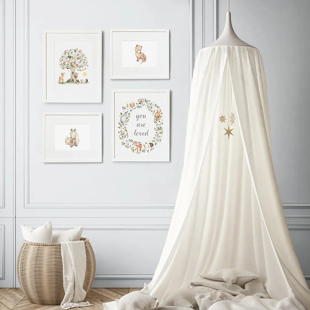 Picture set of 4 "woodland tale"-Nursery art-Daisy & Bump-Blue Almonds-London-South Kensington