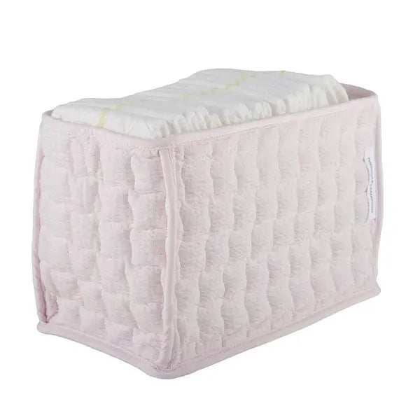 Blue Almonds Ltd Quilted Nappy Basket - Cotton Pink Theophile Patachou