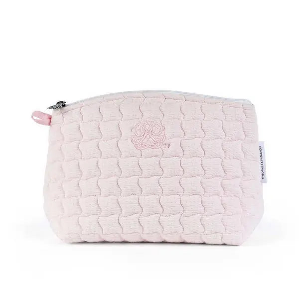 Blue Almonds Ltd Quilted Toiletry Bag - Cotton Pink Theophile Patachou