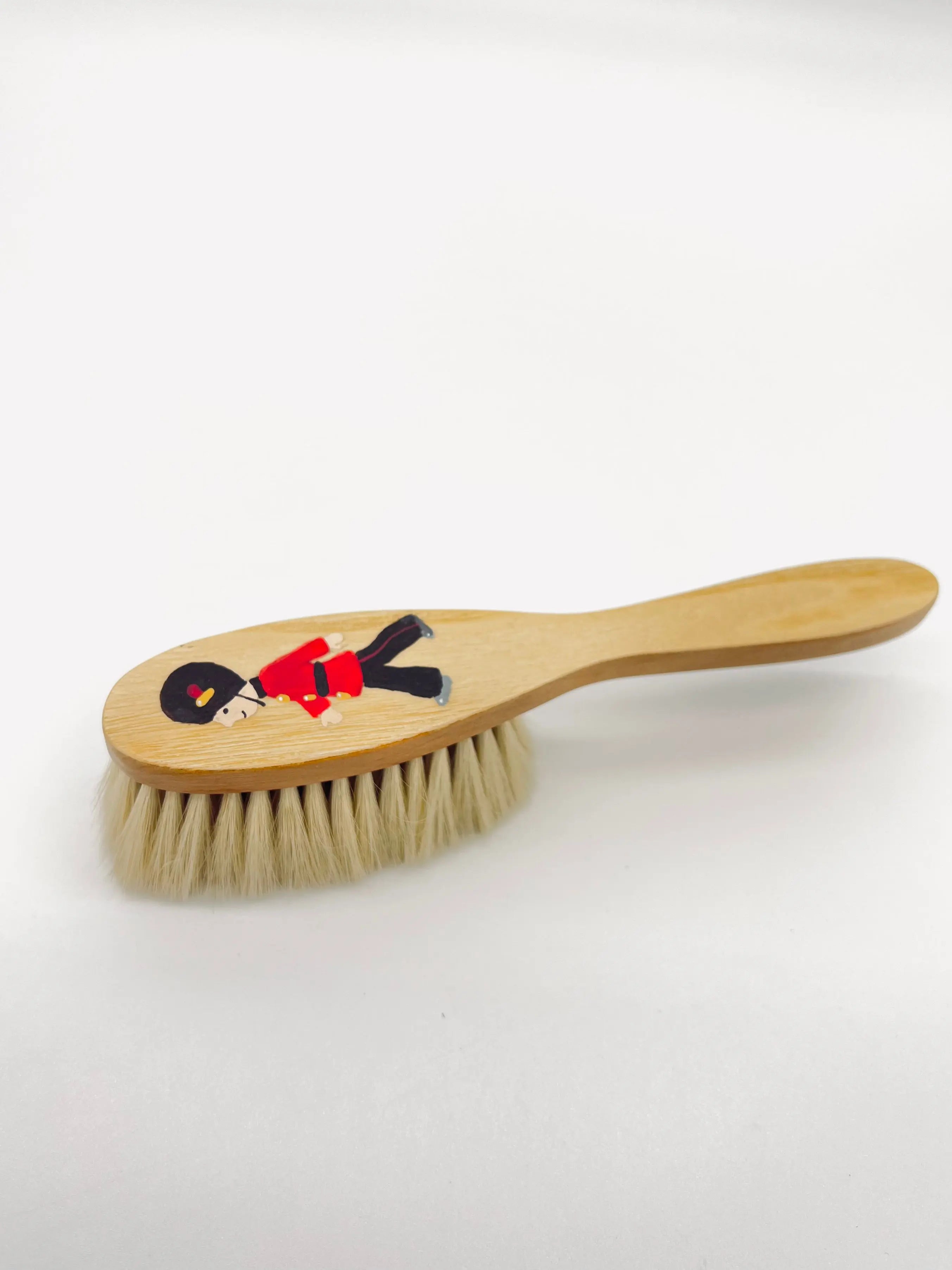 Hairbrush hand-painted soldier neutral-Toiletries & baby brushes-Blue Almonds-Blue Almonds-London-South Kensington