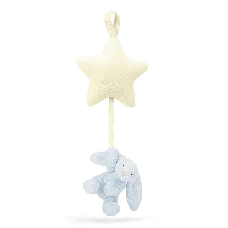 Bashful Blue Bunny Star Musical Pull-Baby books, toys & musicals-Jellycat-Blue Almonds-London-South Kensington