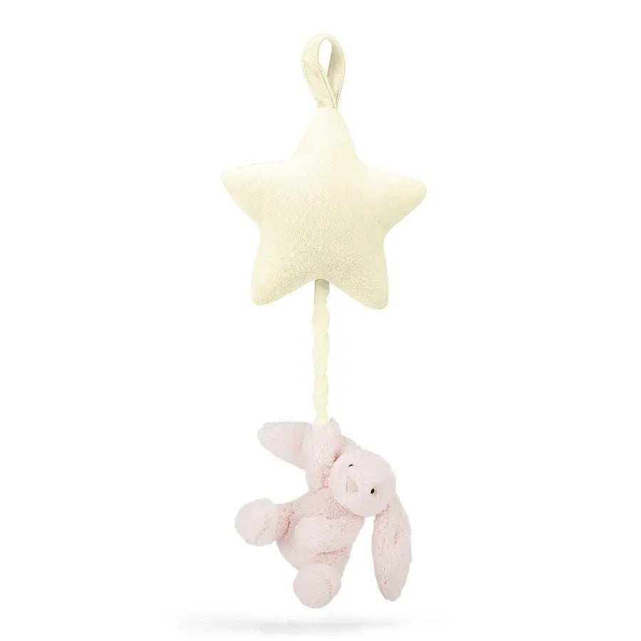 Bashful Pink Bunny Star Musical Pull-Baby books, toys & musicals-Jellycat-Blue Almonds-London-South Kensington