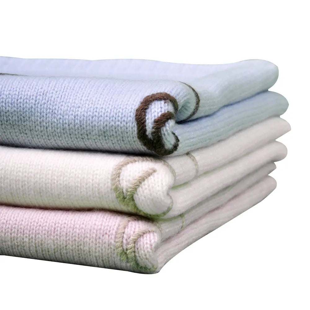 Cashmere bunny embroidered pink blanket-Blankets & swaddling-Ferrari Mariella-Blue Almonds-London-South Kensington