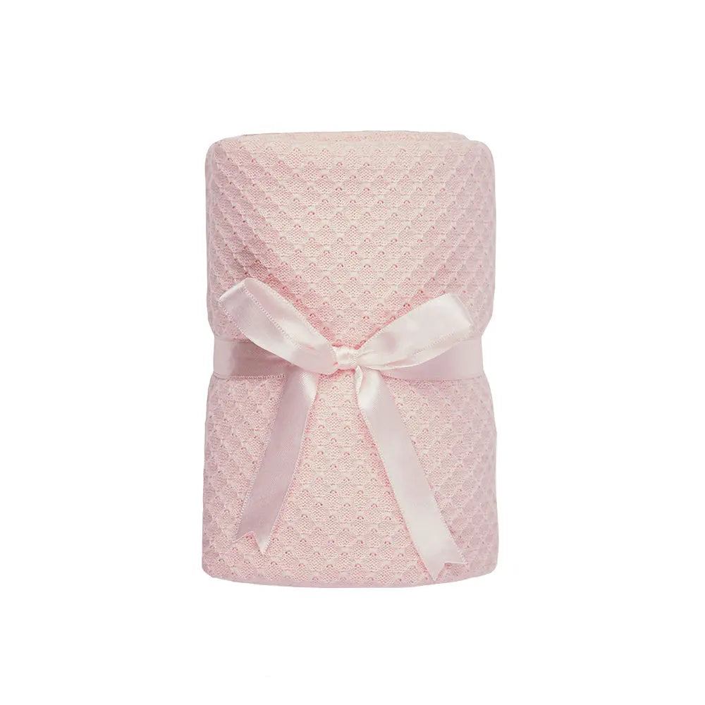 Cotton blanket pique pink-Blankets & swaddling-Kitikate-Blue Almonds-London-South Kensington