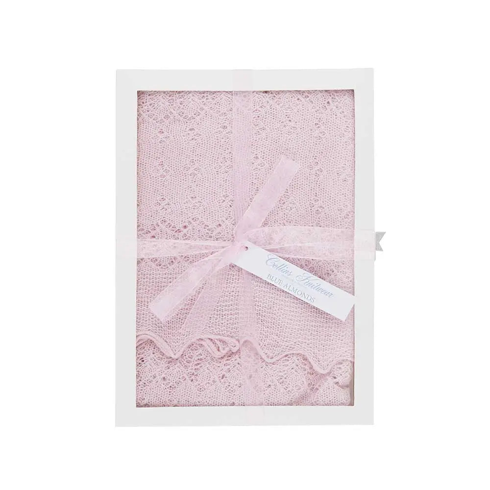 Cotton shawl pink-Blankets & swaddling-Collins Knitwear-Blue Almonds-London-South Kensington