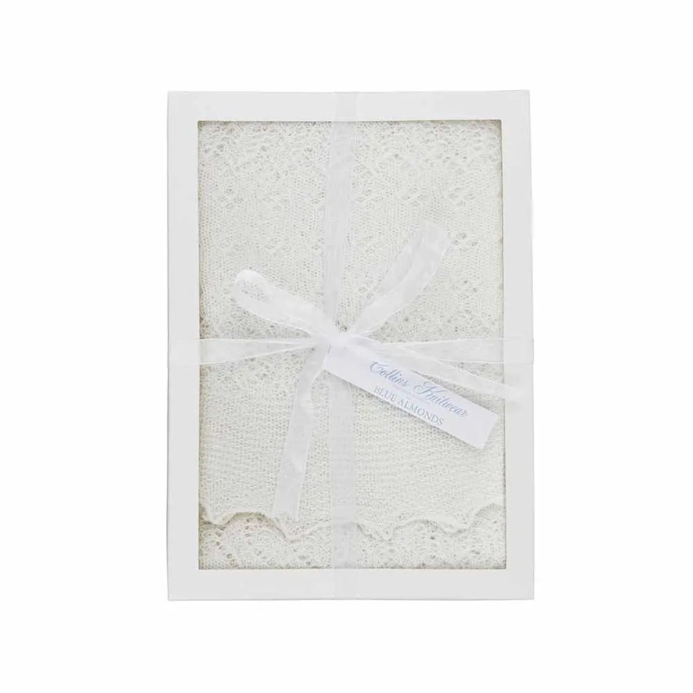 Cotton shawl white-Blankets & swaddling-Collins Knitwear-Blue Almonds-London-South Kensington
