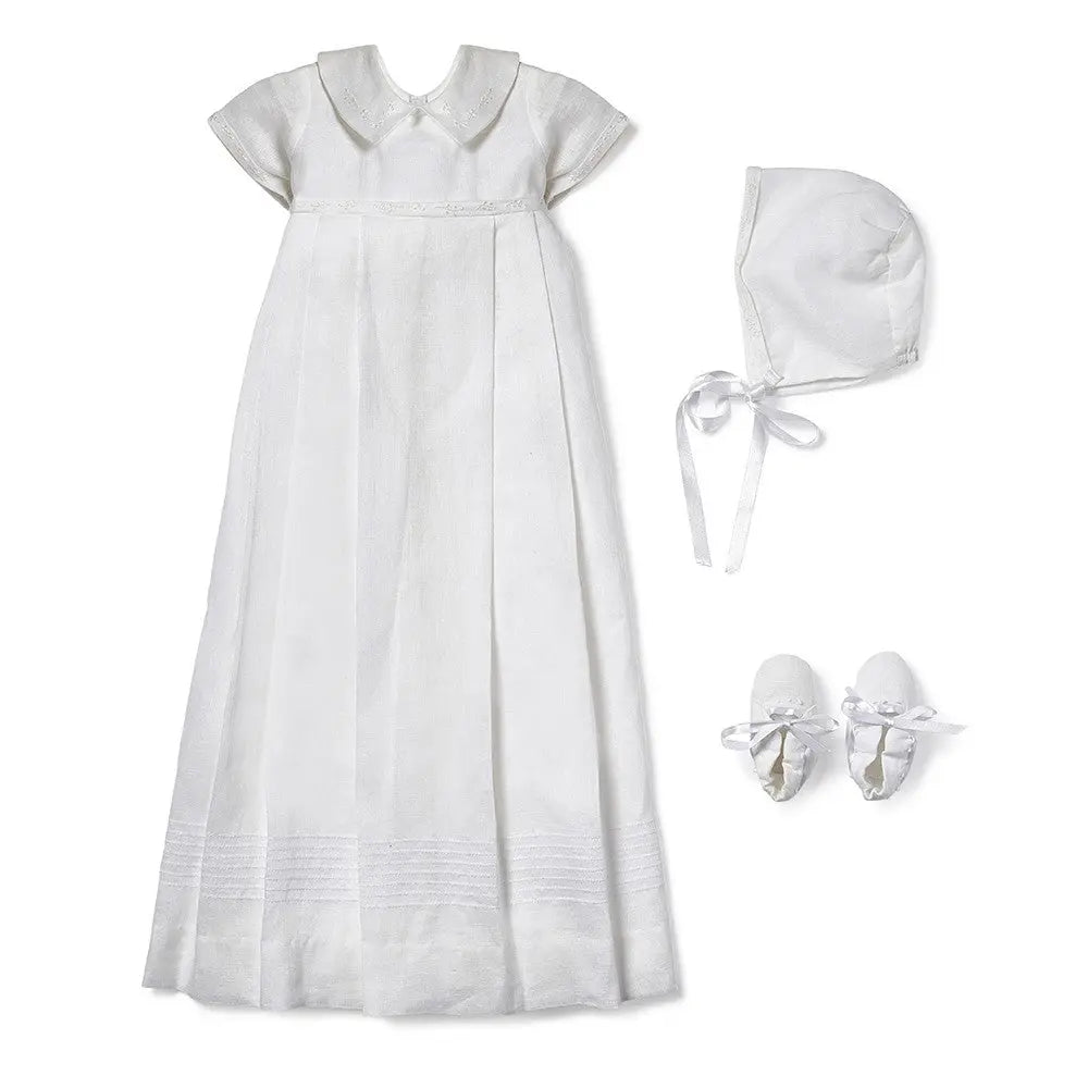 Classic linen christening gown--Isabel Garreton-Blue Almonds-London-South Kensington