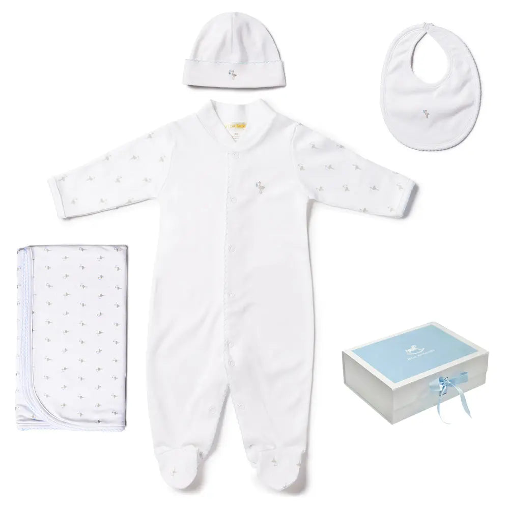 Baby layette gift set - Stork blue-Clothing-Lyda Baby-Blue Almonds-London-South Kensington