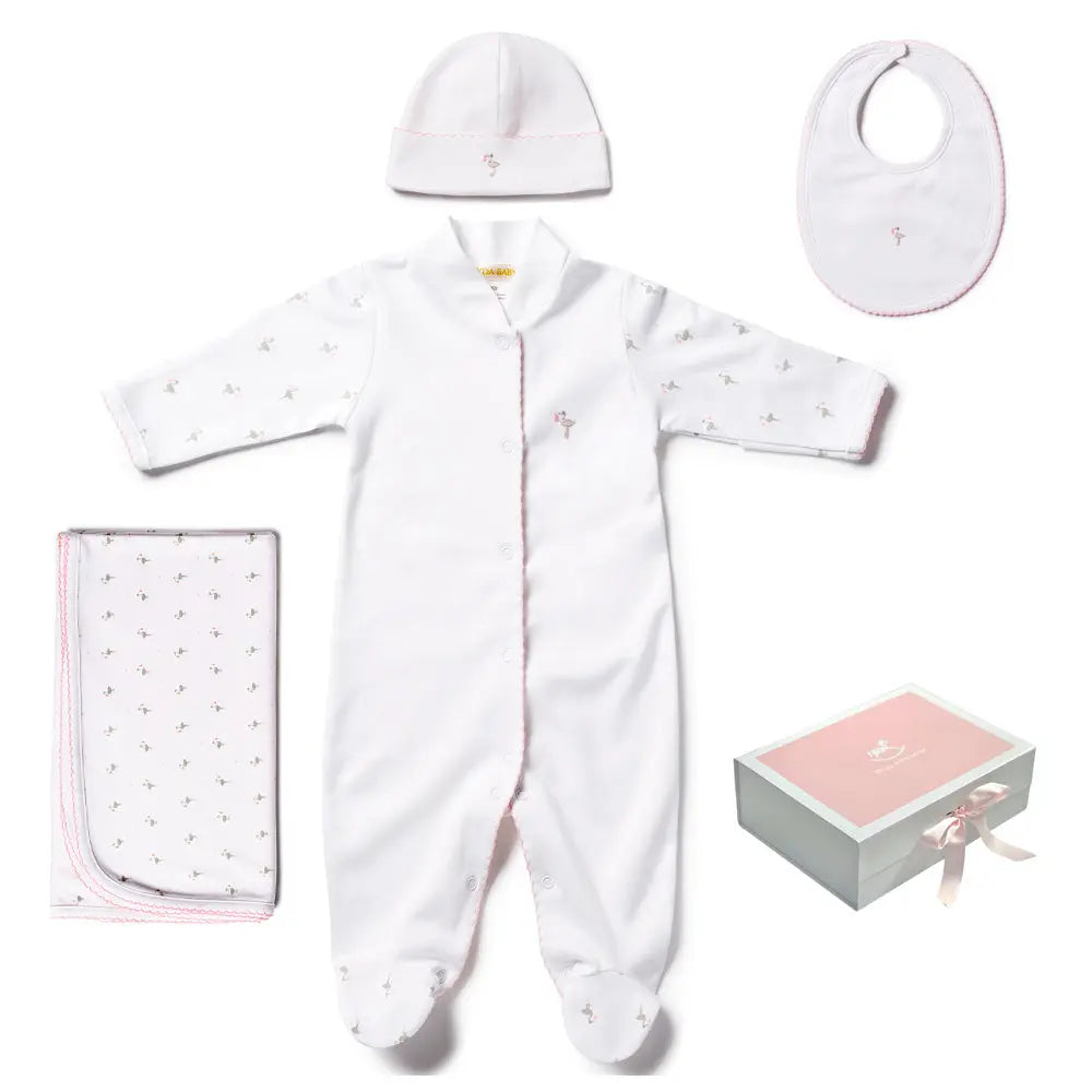 Baby layette gift set - Stork pink-Clothing-Lyda Baby-Blue Almonds-London-South Kensington