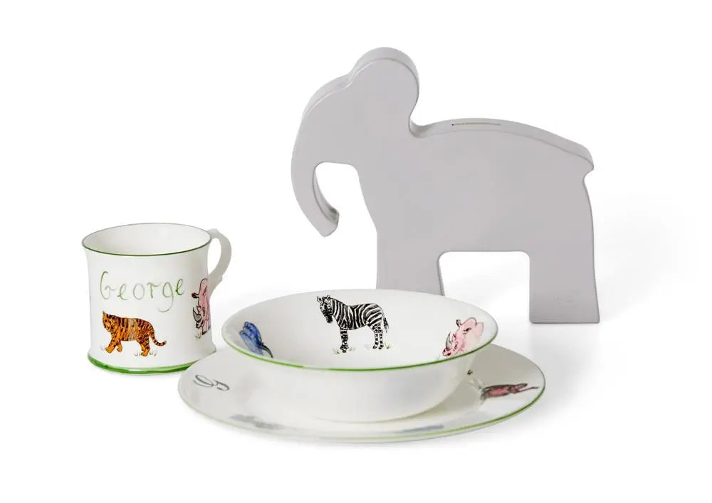 Personalised 3-piece ceramic set safari-Dining sets-Blue Almonds-Blue Almonds-London-South Kensington