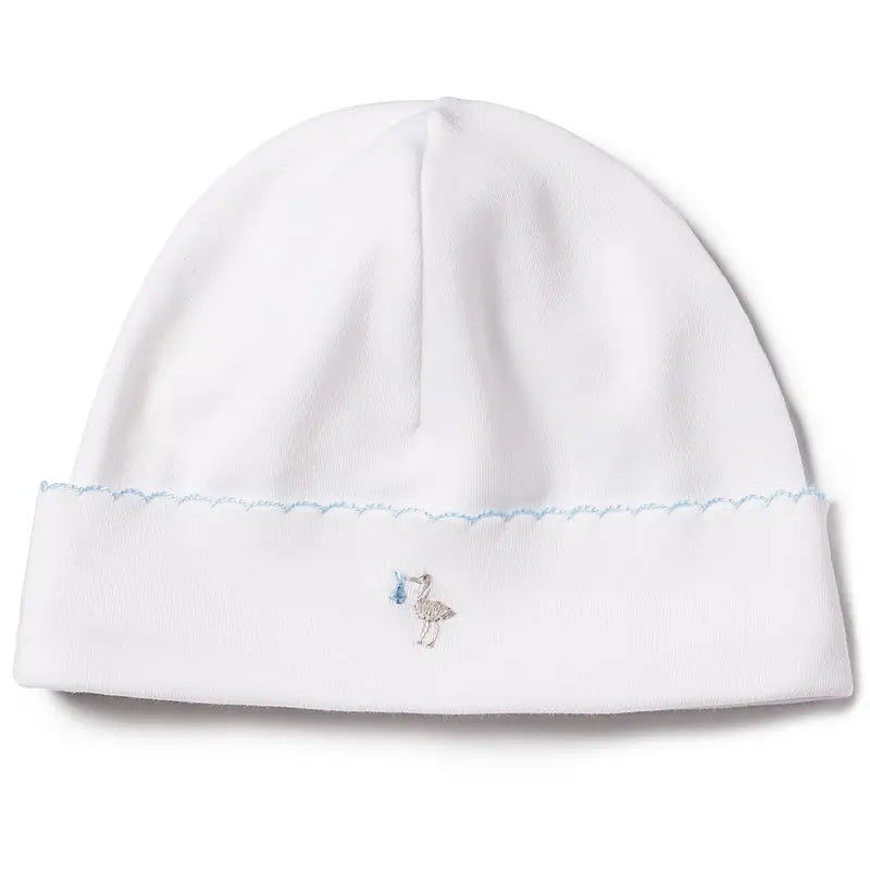 Baby boys embroidered hat - Stork blue-Layette-Lyda Baby-Blue Almonds-London-South Kensington