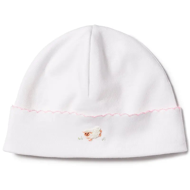 Baby girls embroidered hat - Sheep pink-Layette-Lyda Baby-Blue Almonds-London-South Kensington