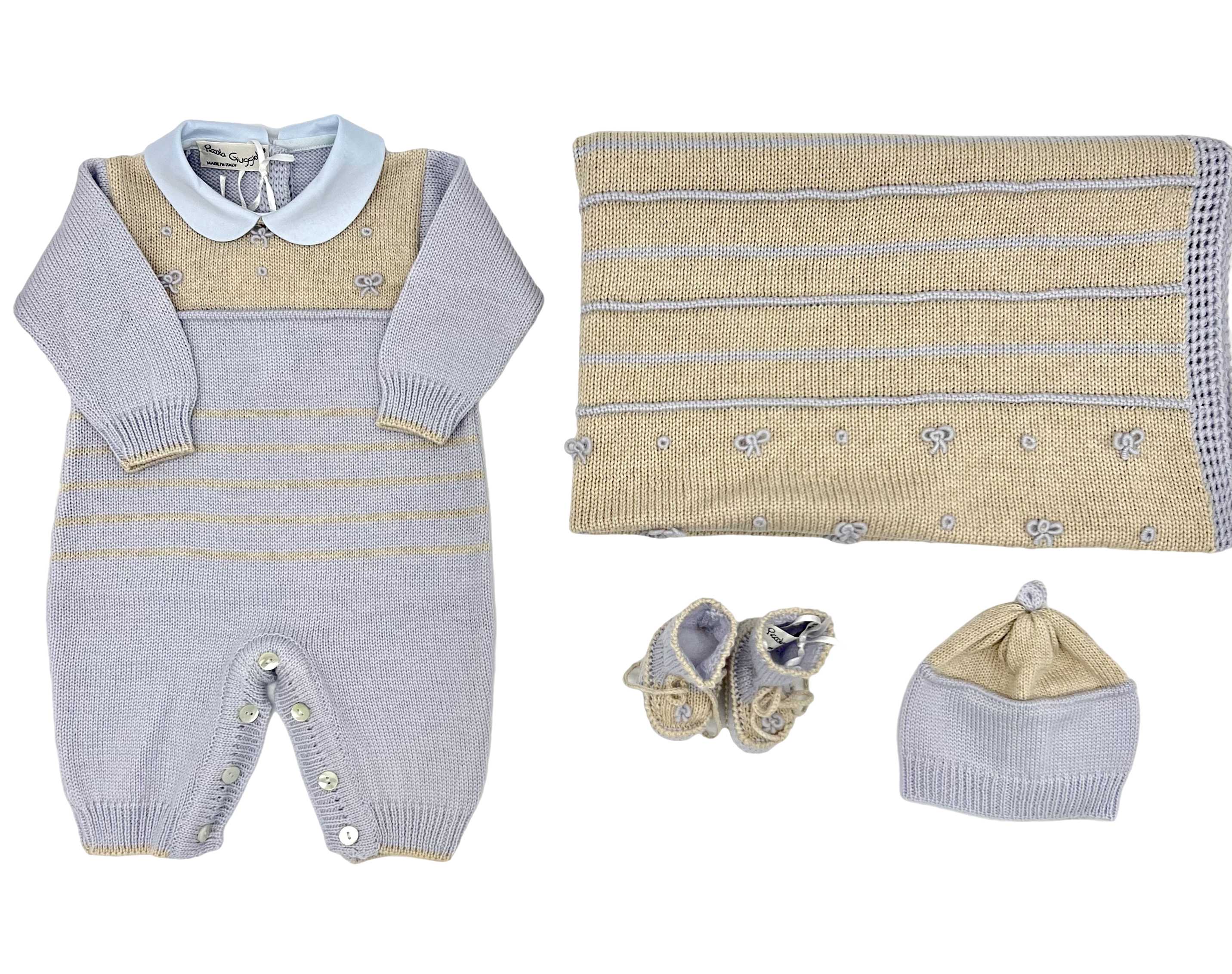 Baby boys knitted layette gift 'Bellissimo'-Little outfits-Piccola Giuggiola-Blue Almonds-London-South Kensington