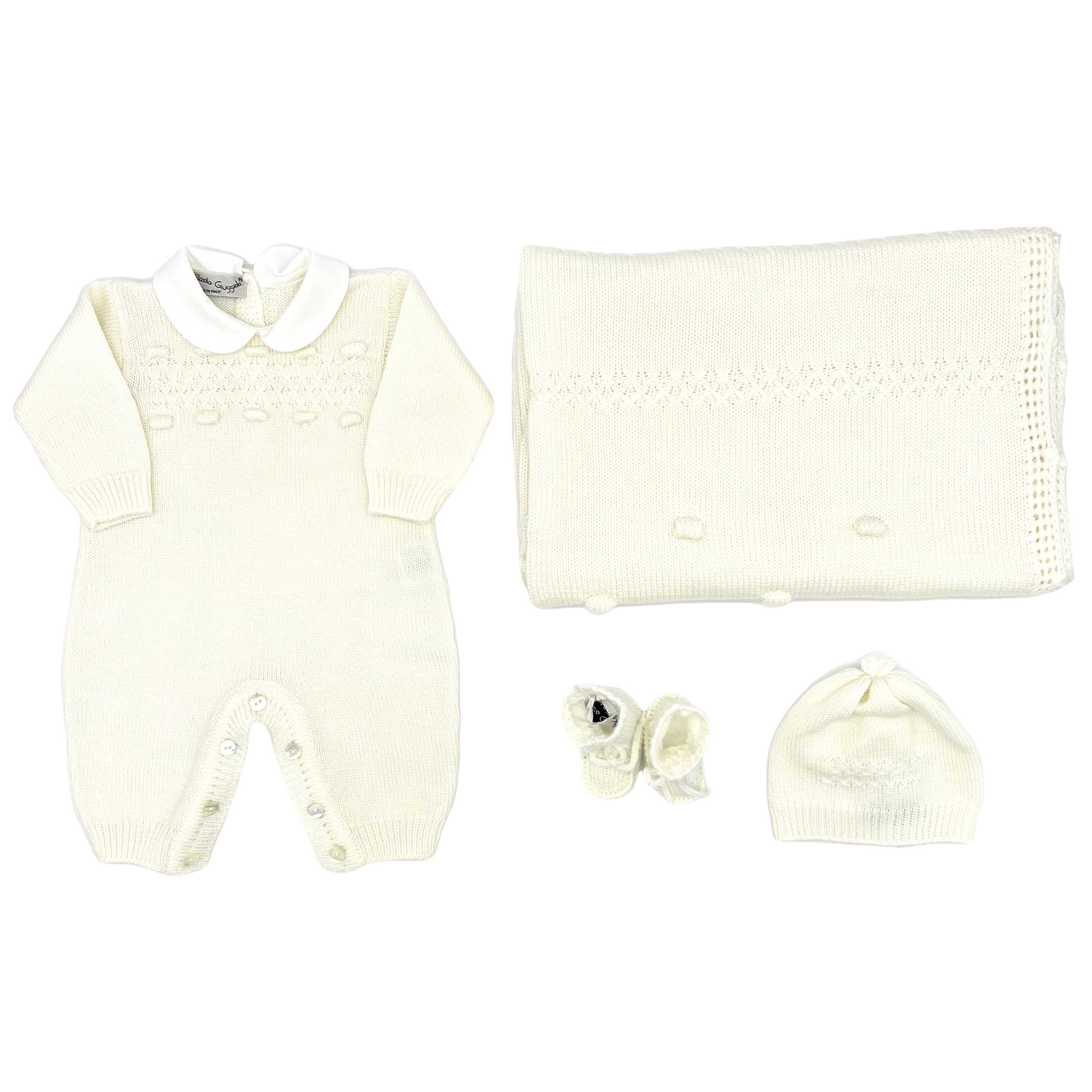 Baby knitted layette gift 'Eleganza'-Little outfits-Piccola Giuggiola-Blue Almonds-London-South Kensington