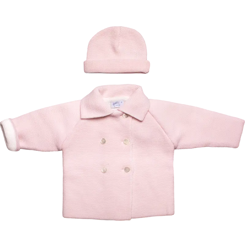 Classic Merino Wool Coat & Hat - Pink-Little outfits-Frilo-Blue Almonds-London-South Kensington