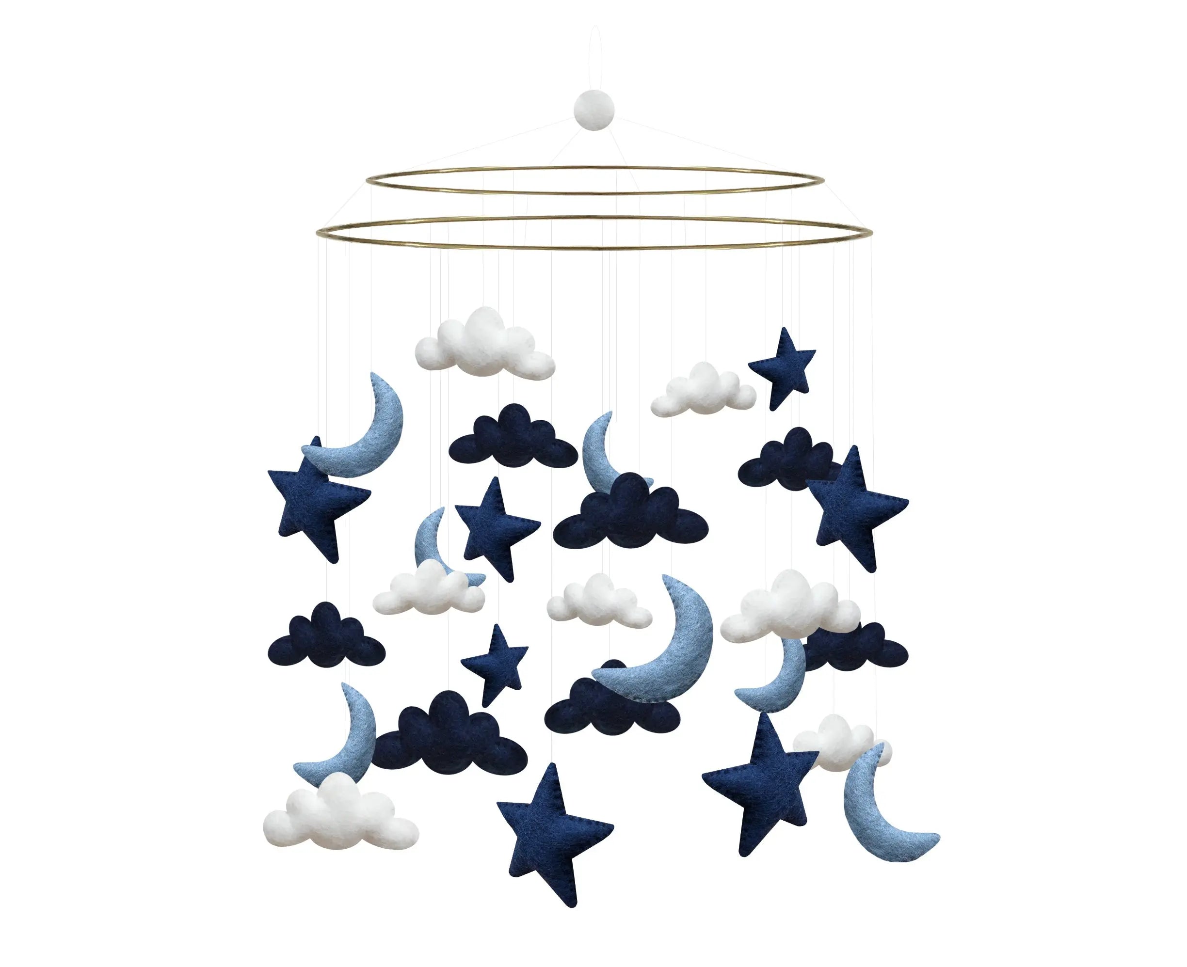 Mobile moon with stars and clouds XL-Mobiles & lights-Gamcha-Blue Almonds-London-South Kensington