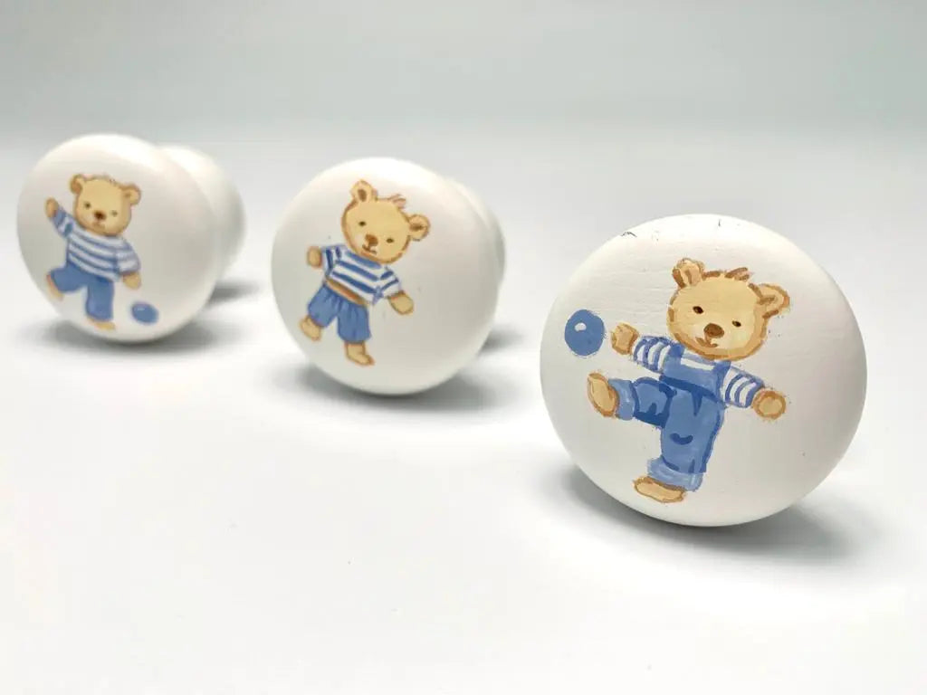 Hand-painted knobs - teddies blue-Nursery & Beyond-Blue Almonds-Blue Almonds-London-South Kensington